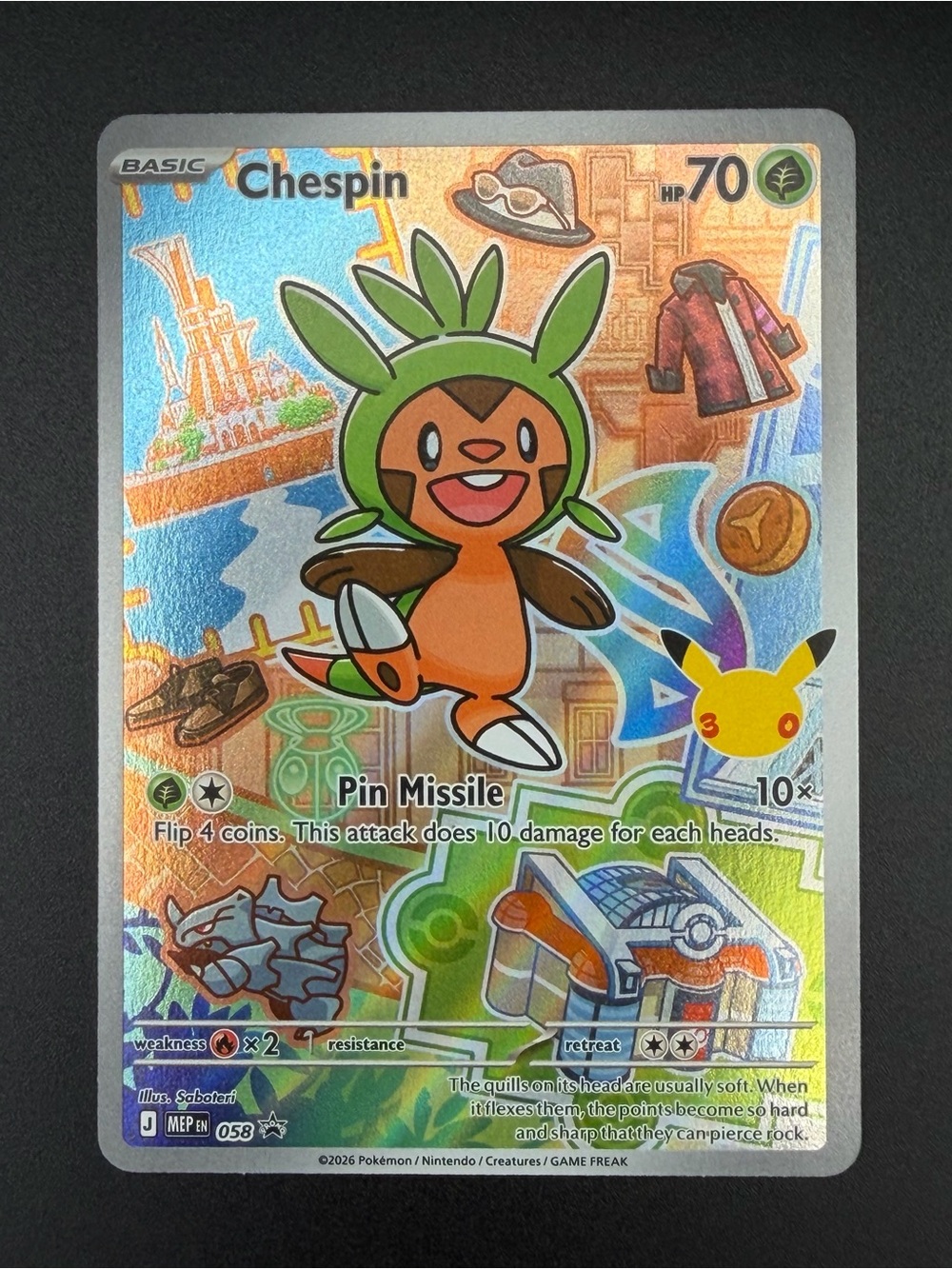 Pokemon TCG Chespin 058 Series 3 First Partners Collection 2026 IR Holo Promo